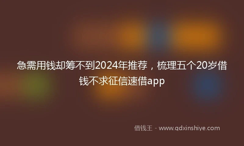 急需用钱却筹不到2024年推荐，梳理五个20岁借钱不求征信速借app
