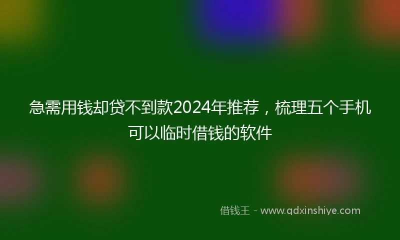 急需用钱却贷不到款2024年推荐，梳理五个手机可以临时借钱的软件