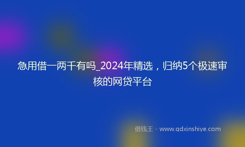 急用借一两千有吗_2024年精选，归纳5个极速审核的网贷平台