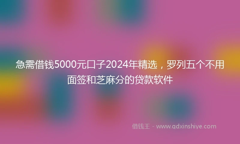 急需借钱5000元口子2024年精选，罗列五个不用面签和芝麻分的贷款软件
