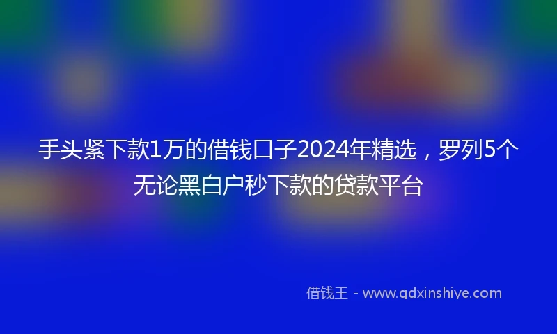 手头紧下款1万的借钱口子2024年精选，罗列5个无论黑白户秒下款的贷款平台