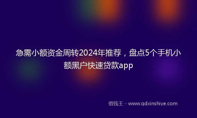 急需小额资金周转2024年推荐，盘点5个手机小额黑户快速贷款app