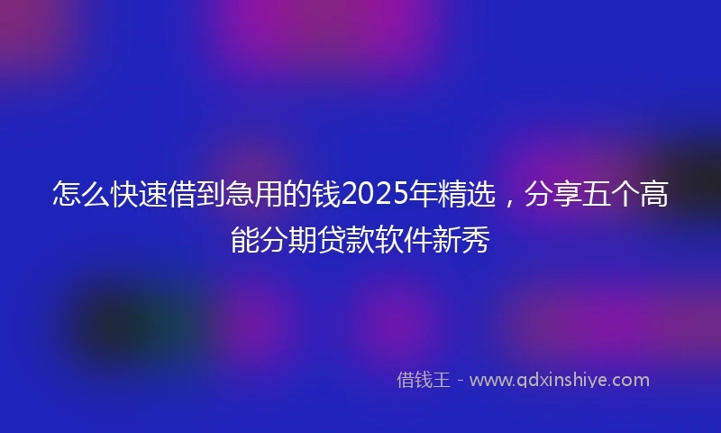 怎么快速借到急用的钱2025年精选，分享五个高能分期贷款软件新秀