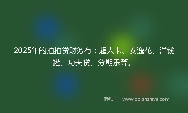 2025年的拍拍贷财务有：超人卡、安逸花、洋钱罐、功夫贷、分期乐等。
