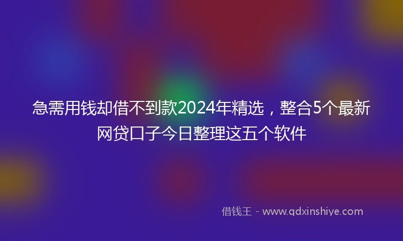 急需用钱却借不到款2024年精选，整合5个最新网贷口子今日整理这五个软件