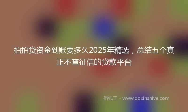 拍拍贷资金到账要多久2025年精选，总结五个真正不查征信的贷款平台