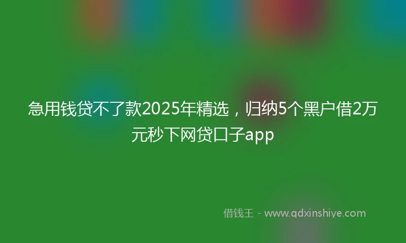 急用钱贷不了款2025年精选，归纳5个黑户借2万元秒下网贷口子app