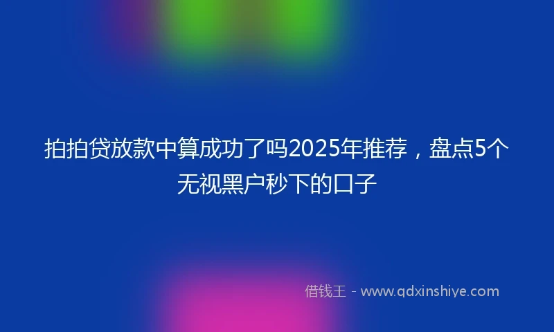 拍拍贷放款中算成功了吗2025年推荐，盘点5个无视黑户秒下的口子