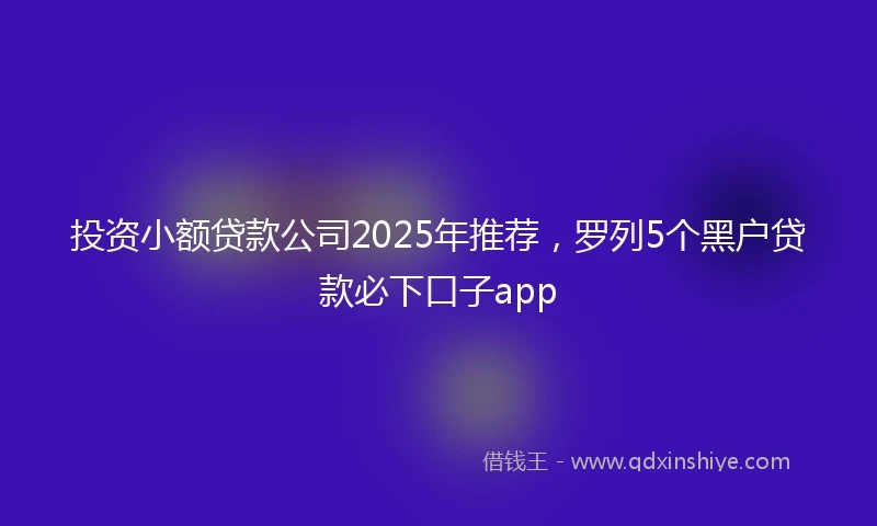 投资小额贷款公司2025年推荐，罗列5个黑户贷款必下口子app