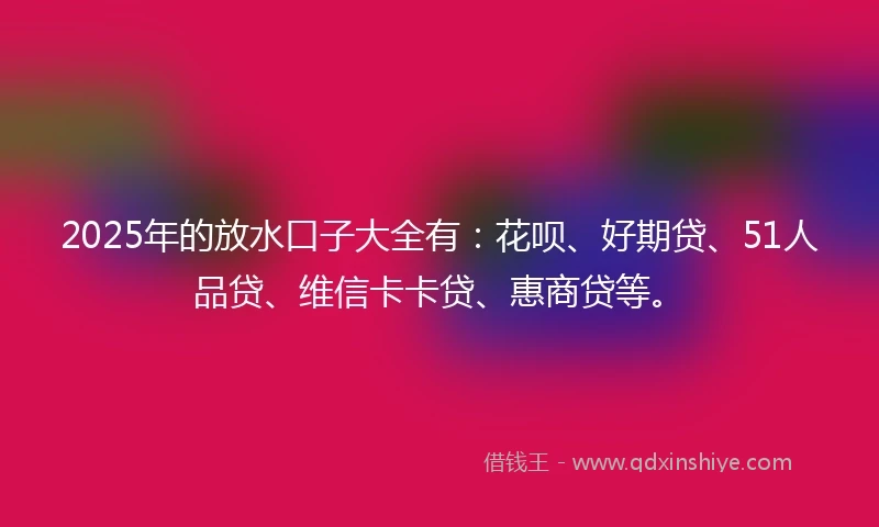 2025年的放水口子大全有：花呗、好期贷、51人品贷、维信卡卡贷、惠商贷等。