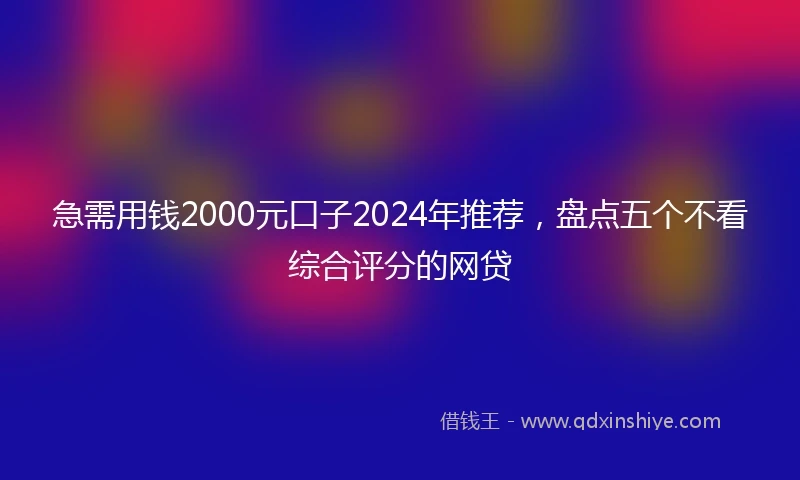 急需用钱2000元口子2024年推荐，盘点五个不看综合评分的网贷
