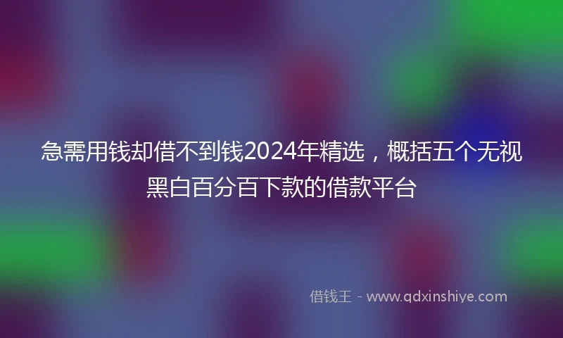 急需用钱却借不到钱2024年精选，概括五个无视黑白百分百下款的借款平台