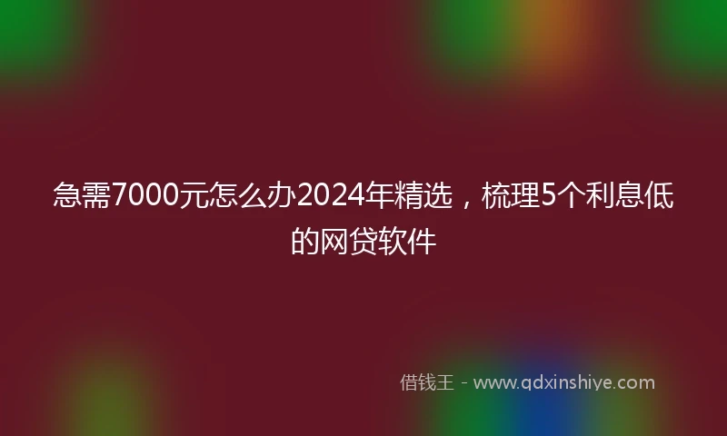 急需7000元怎么办2024年精选，梳理5个利息低的网贷软件