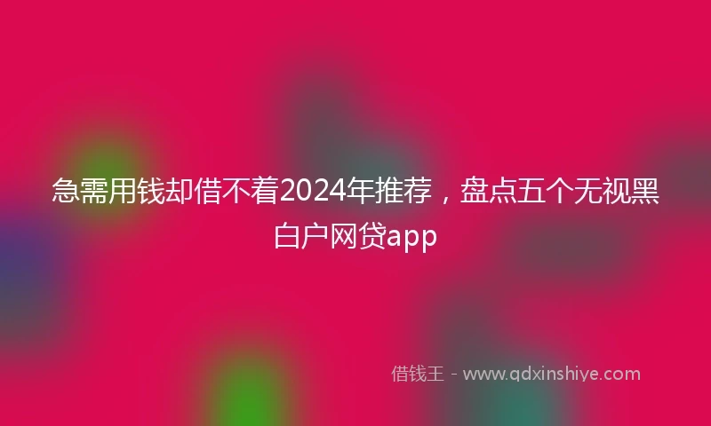 急需用钱却借不着2024年推荐，盘点五个无视黑白户网贷app