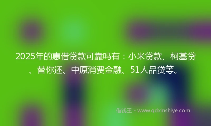 2025年的惠借贷款可靠吗有：小米贷款、柯基贷、替你还、中原消费金融、51人品贷等。