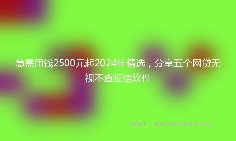 急需用钱2500元起2024年精选，分享五个网贷无视不查征信软件