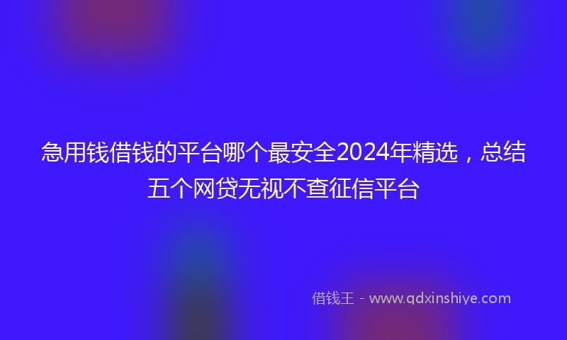 急用钱借钱的平台哪个最安全2024年精选，总结五个网贷无视不查征信平台