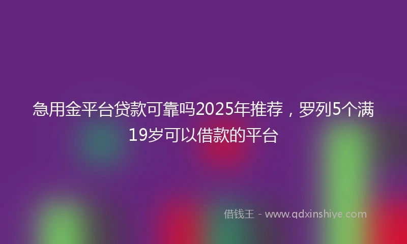 急用金平台贷款可靠吗2025年推荐，罗列5个满19岁可以借款的平台