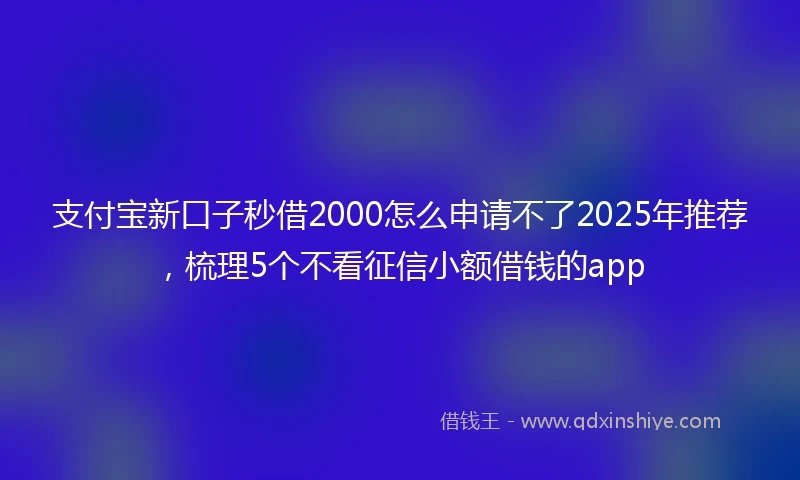 支付宝新口子秒借2000怎么申请不了2025年推荐，梳理5个不看征信小额借钱的app