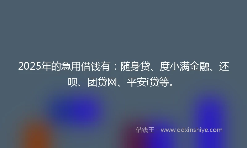 2025年的急用借钱有：随身贷、度小满金融、还呗、团贷网、平安i贷等。