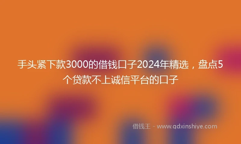 手头紧下款3000的借钱口子2024年精选，盘点5个贷款不上诚信平台的口子