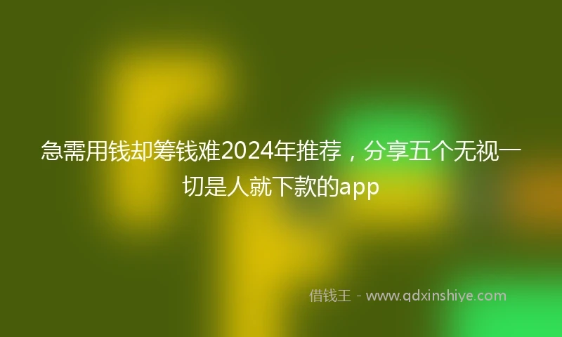 急需用钱却筹钱难2024年推荐，分享五个无视一切是人就下款的app