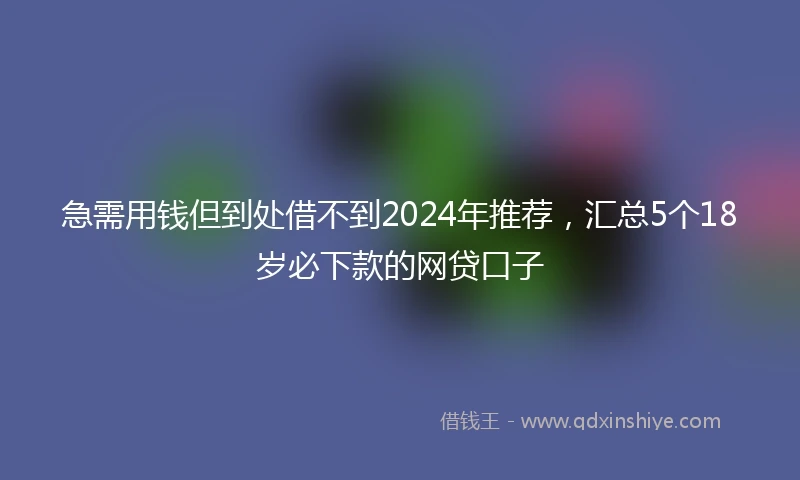 急需用钱但到处借不到2024年推荐，汇总5个18岁必下款的网贷口子