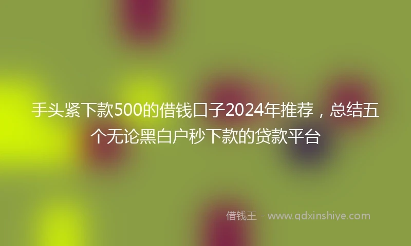 手头紧下款500的借钱口子2024年推荐,总结五个无论黑白户秒下款的贷款平台