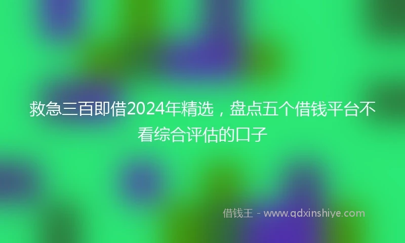 救急三百即借2024年精选，盘点五个借钱平台不看综合评估的口子