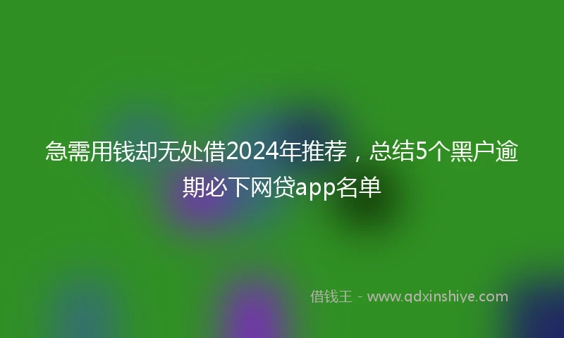 急需用钱却无处借2024年推荐，总结5个黑户逾期必下网贷app名单