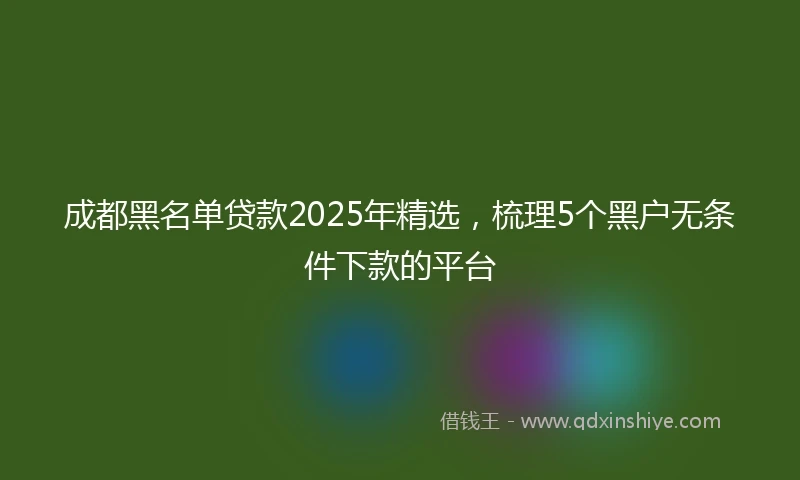 成都黑名单贷款2025年精选，梳理5个黑户无条件下款的平台