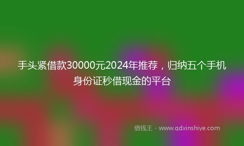 手头紧借款30000元2024年推荐，归纳五个手机身份证秒借现金的平台