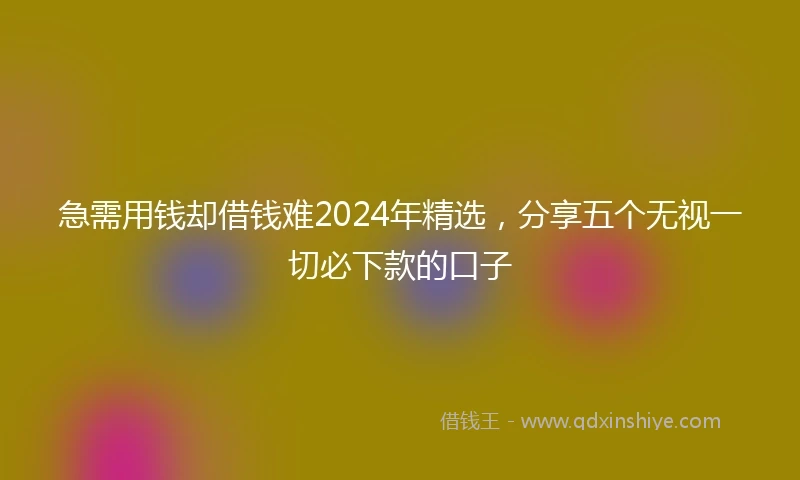 急需用钱却借钱难2024年精选，分享五个无视一切必下款的口子