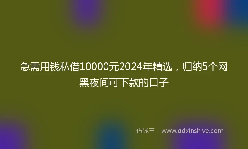 急需用钱私借10000元2024年精选，归纳5个网黑夜间可下款的口子