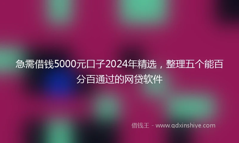 急需借钱5000元口子2024年精选，整理五个能百分百通过的网贷软件