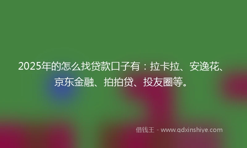 2025年的怎么找贷款口子有：拉卡拉、安逸花、京东金融、拍拍贷、投友圈等。