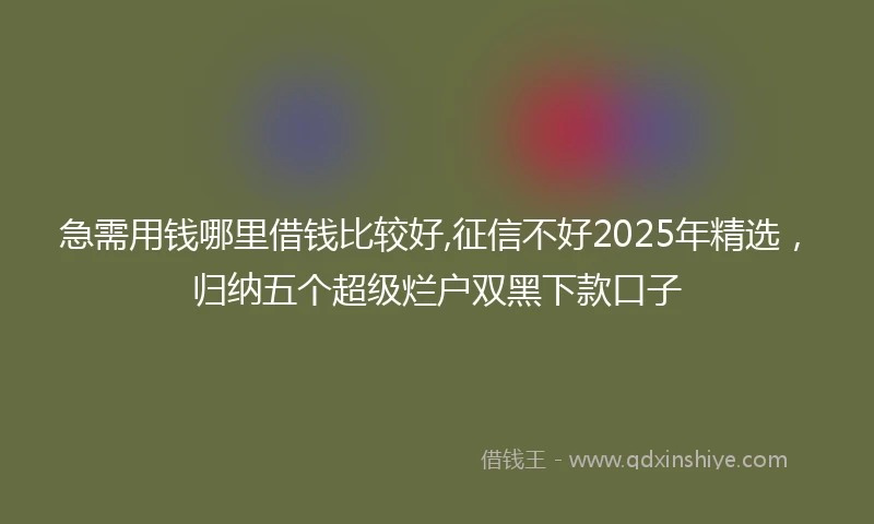 急需用钱哪里借钱比较好,征信不好2025年精选，归纳五个超级烂户双黑下款口子