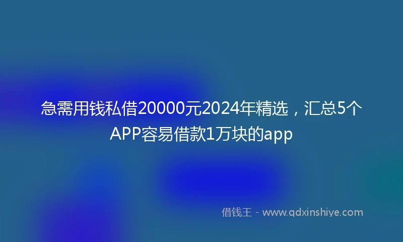 急需用钱私借20000元2024年精选，汇总5个APP容易借款1万块的app