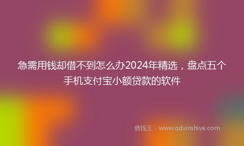 急需用钱却借不到怎么办2024年精选，盘点五个手机支付宝小额贷款的软件
