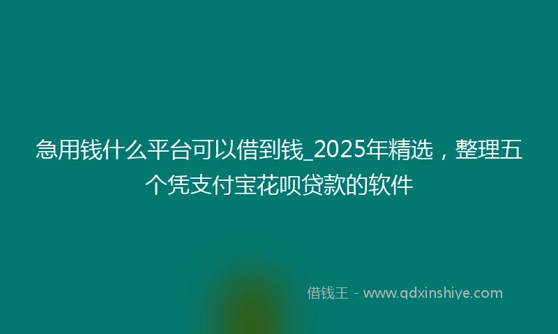 急用钱什么平台可以借到钱_2025年精选，整理五个凭支付宝花呗贷款的软件