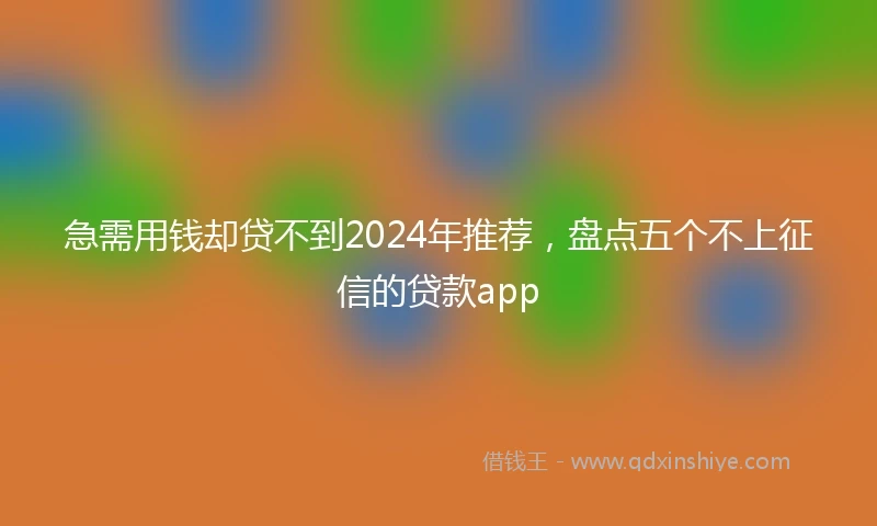 急需用钱却贷不到2024年推荐，盘点五个不上征信的贷款app