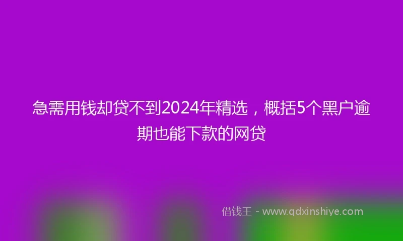 急需用钱却贷不到2024年精选，概括5个黑户逾期也能下款的网贷