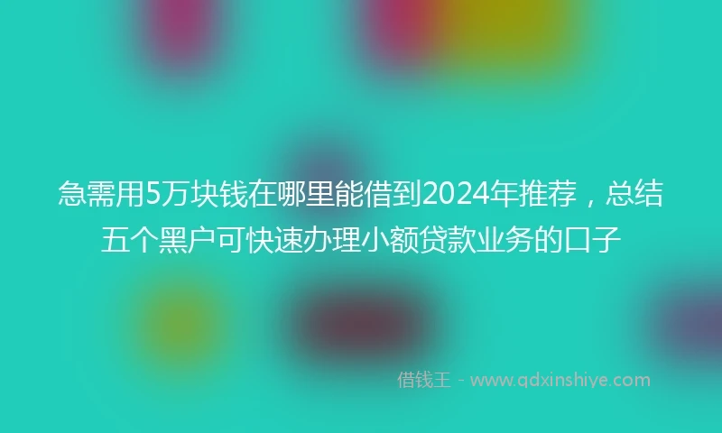 急需用5万块钱在哪里能借到2024年推荐，总结五个黑户可快速办理小额贷款业务的口子