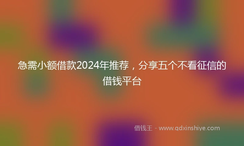 急需小额借款2024年推荐，分享五个不看征信的借钱平台