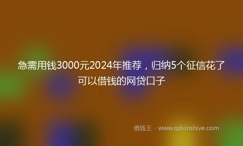 急需用钱3000元2024年推荐，归纳5个征信花了可以借钱的网贷口子