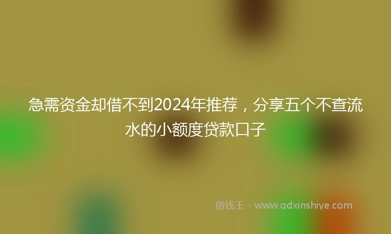 急需资金却借不到2024年推荐，分享五个不查流水的小额度贷款口子