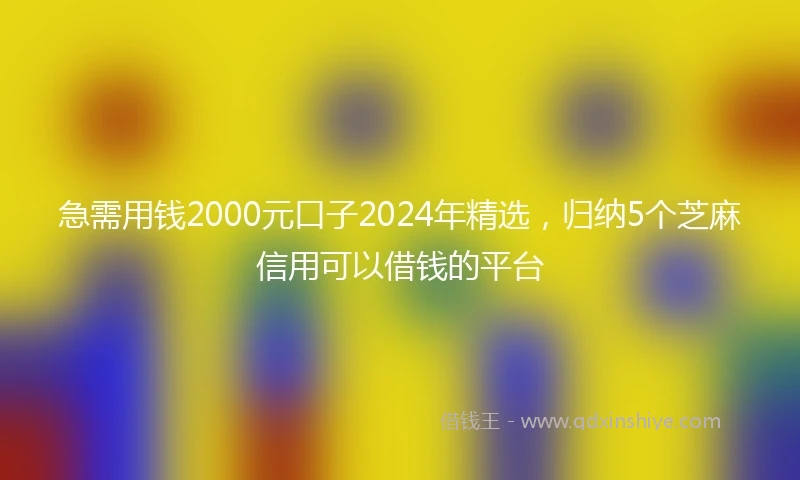 急需用钱2000元口子2024年精选，归纳5个芝麻信用可以借钱的平台
