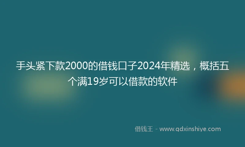 手头紧下款2000的借钱口子2024年精选,概括五个满19岁可以借款的软件