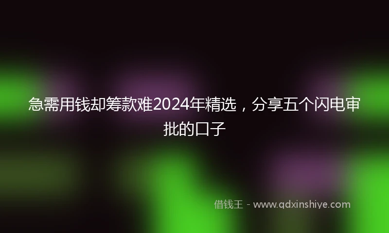 急需用钱却筹款难2024年精选，分享五个闪电审批的口子