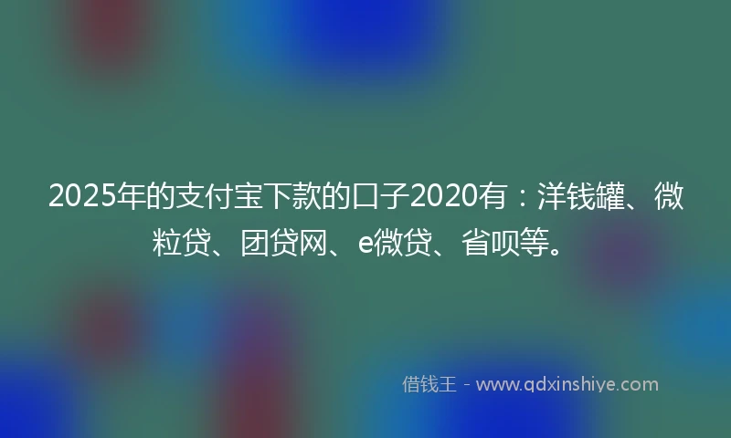 2025年的支付宝下款的口子2020有：洋钱罐、微粒贷、团贷网、e微贷、省呗等。